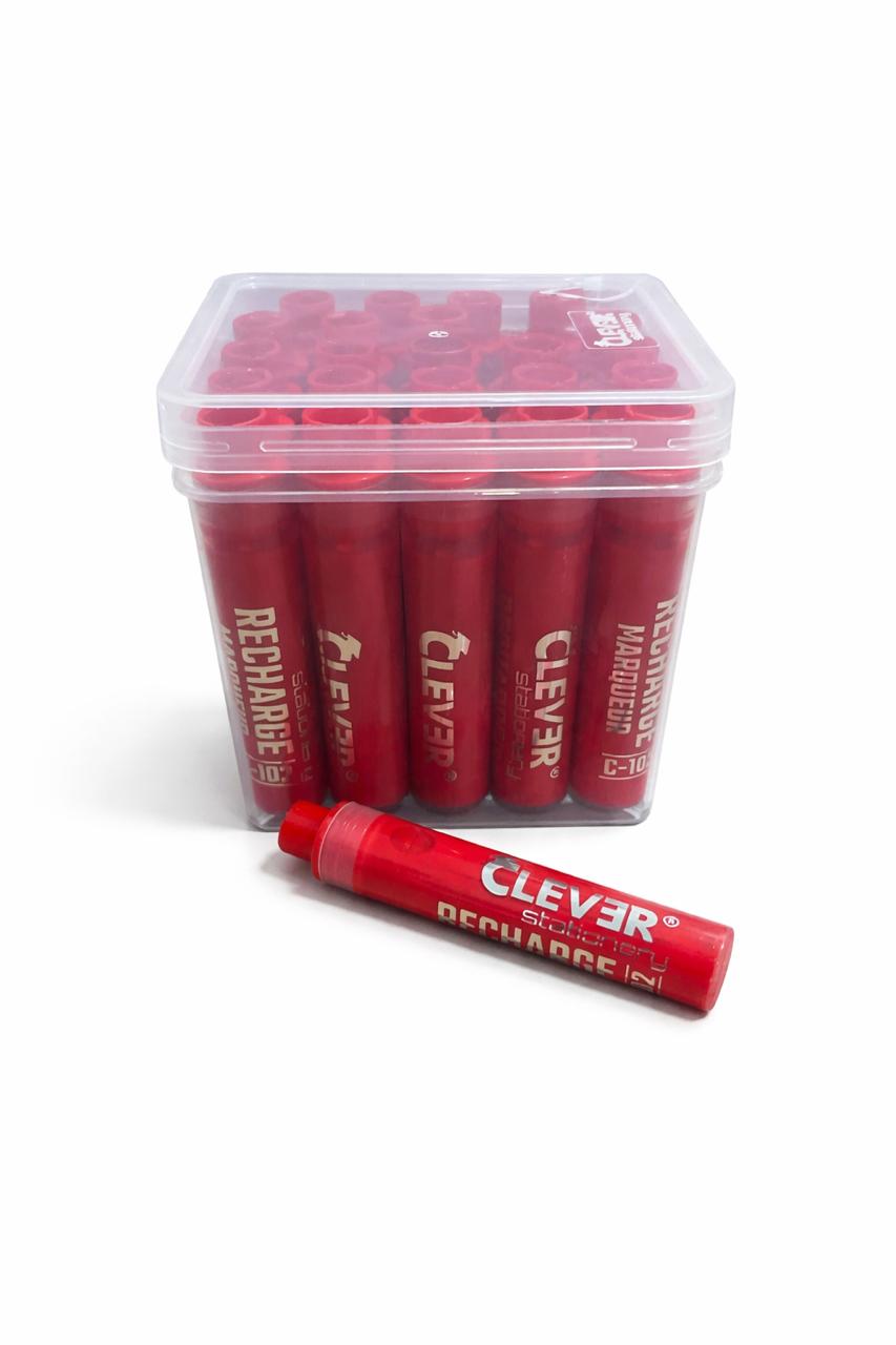 PAQUET DE 24 RECHARGES MARQUEUR TABLEAU CLEVER ROUGE 800M