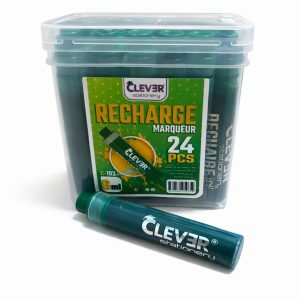 PAQUET DE 24 RECHARGES MARQUEUR TABLEAU CLEVER VERT 800M
