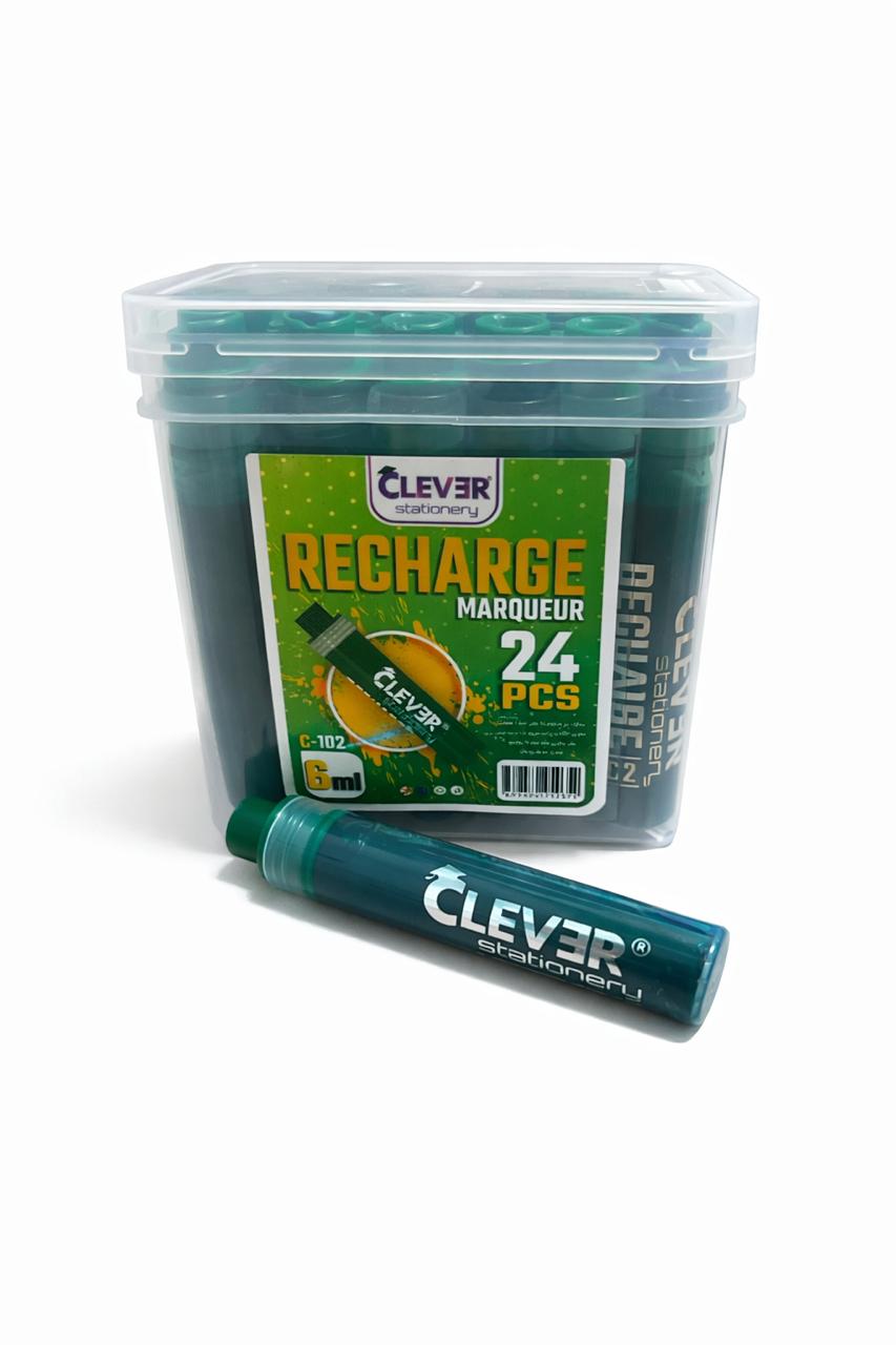 PAQUET DE 24 RECHARGES MARQUEUR TABLEAU CLEVER VERT 800M