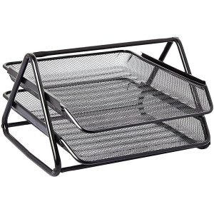 CORBEILLE A COURRIER EN METAL 2 ETAGES - NOIR