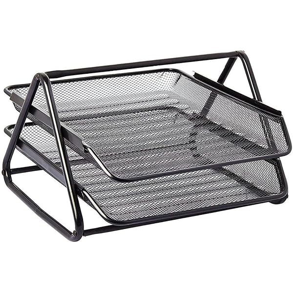 CORBEILLE A COURRIER EN METAL 2 ETAGES - NOIR
