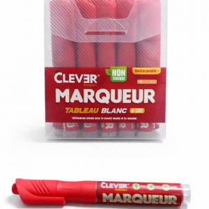 Marqueur Tableau Rechargeable 400M ROUGE CLEVER