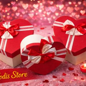 BOX CADEAU COEUR ROUGE & BLANC 3 PCS