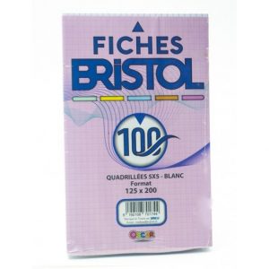 100 FICHES BRISTOL PM 5*5 BLANC