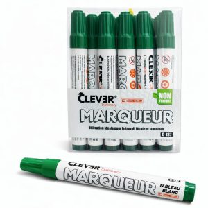 PAQUET MARQUEUR DE 12 POUR TABLEAU BLANC CLEVER VERT C-137