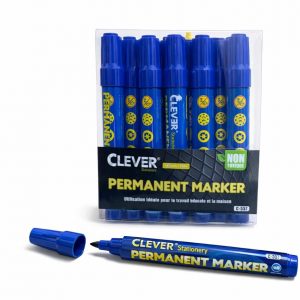 PAQUET MARQUEUR DE 12 CLEVER PERMANENT BLEU C-557