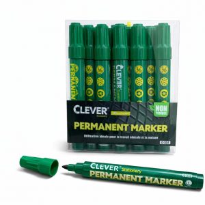 PAQUET MARQUEUR DE 12 CLEVER PERMANENT VERT C-557
