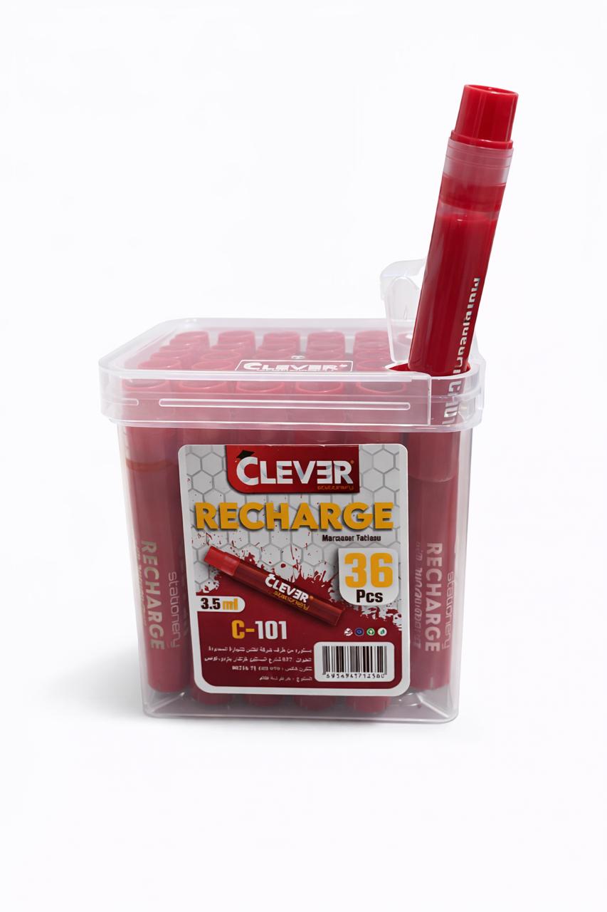 PAQUET DE 36 RECHARGES MARQUEUR TABLEAU CLEVER ROUGE 400M