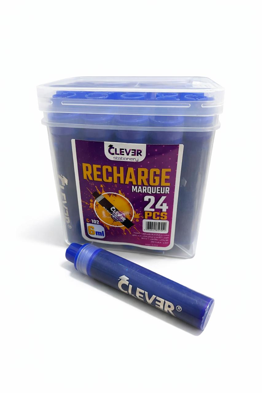 PAQUET DE 24 RECHARGES MARQUEUR TABLEAU CLEVER BLEU 800M
