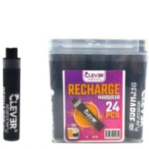 PAQUET DE 24 RECHARGES MARQUEUR TABLEAU CLEVER NOIR 800M