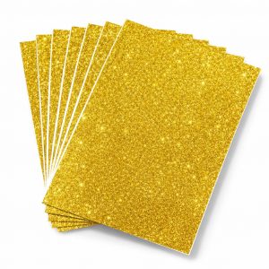10 Papier Mousse Glitter Pailletée Autocollante Doré A4